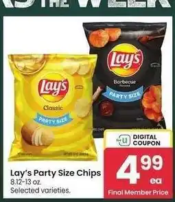 Albertsons Lay's Party Size! Chips - 8.12-13 oz. Selected varieties offer