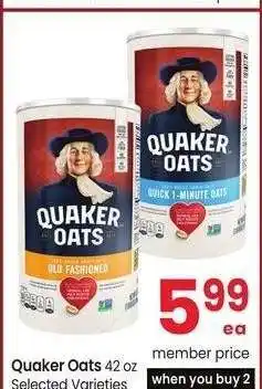 Albertsons Quaker Oats - 42 oz Selected Varieties offer