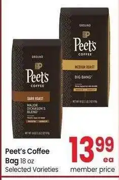 Albertsons Peet's Coffee Bag - 18 oz Selected Varieties offer