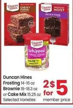 Albertsons Duncan Hines Frosting 14-16 oz Brownie 18-18.3 oz or Cake Mix 15.25 oz - Selected Varieties offer