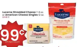 Albertsons Lucerne Shredded Cheese 7-8 oz. or American Cheese Singles 12 oz offer