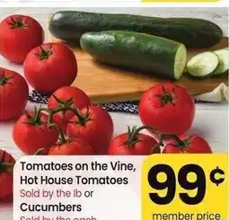 Albertsons Tomatoes on the Vine, Hot House Tomatoes Sold by the lb or Cucumbers Sold by the each offer