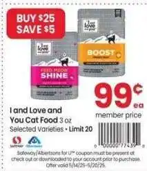 Albertsons I and Love and You Cat Food - 3 oz Selected Varieties offer