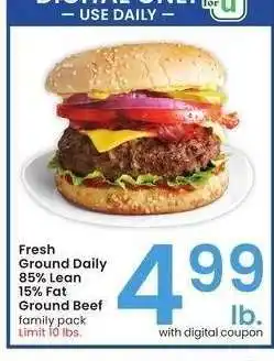 Albertsons Fresh Ground Daily 85% Lean 15% Fat Ground Beef - family pack offer