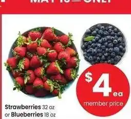 Albertsons Strawberries 32 oz or Blueberries 18 oz offer