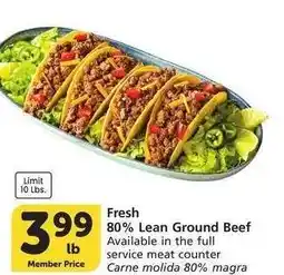 Albertsons Fresh 80% Lean Ground Beef - Available in the full service meat counter offer