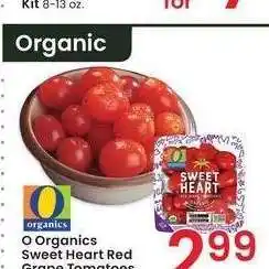 Albertsons O Organics Sweet Heart Red Grape Tomatoes - 10 oz offer