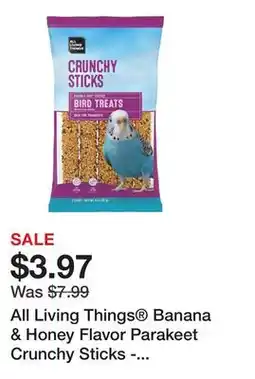 Petsmart All Living Things Banana & Honey Flavor Parakeet Crunchy Sticks - 5 Count offer
