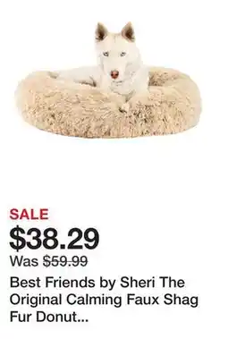 Petsmart Best Friends by Sheri The Original Calming Faux Shag Fur Donut Cuddler Cat & Dog Bed offer