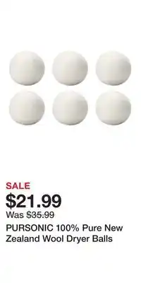 Nordstrom PURSONIC 100% Pure New Zealand Wool Dryer Balls offer
