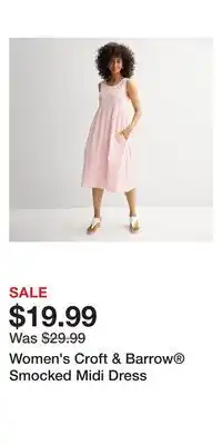 Kohl's Women's Croft & Barrow Smocked Midi Dress offer