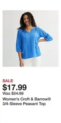 Kohl's Women's Croft & Barrow 3/4-Sleeve Peasant Top offer
