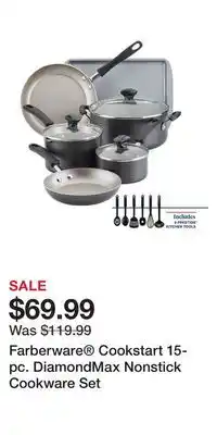 Kohl's Farberware Cookstart 15-pc. DiamondMax Nonstick Cookware Set offer