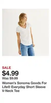 Kohl's Women's Sonoma Goods For Life Everyday Short Sleeve V-Neck Tee offer