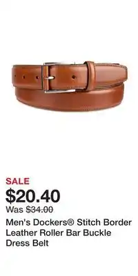Kohl's Men's Dockers Stitch Border Leather Roller Bar Buckle Dress Belt offer