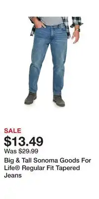 Kohl's Big & Tall Sonoma Goods For Life Regular Fit Tapered Jeans offer