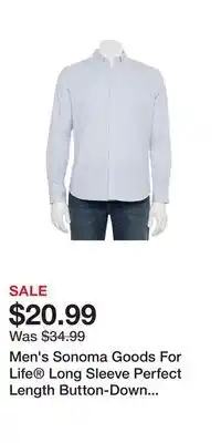 Kohl's Men's Sonoma Goods For Life Long Sleeve Perfect Length Button-Down Shirt offer