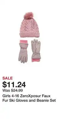 Kohl's Girls 4-16 ZeroXposur Faux Fur Ski Gloves and Beanie Set offer