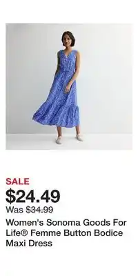 Kohl's Women's Sonoma Goods For Life Femme Button Bodice Maxi Dress offer
