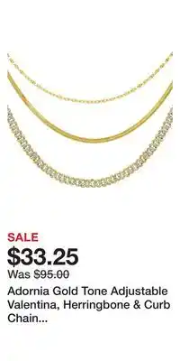 Kohl's Adornia Gold Tone Adjustable Valentina, Herringbone & Curb Chain Necklace Set offer