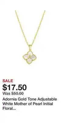 Kohl's Adornia Gold Tone Adjustable White Mother of Pearl Initial Floral Necklace offer