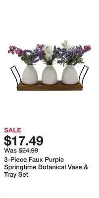 Kohl's 3-Piece Faux Purple Springtime Botanical Vase & Tray Set offer