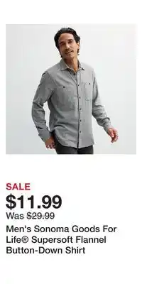 Kohl's Men's Sonoma Goods For Life Supersoft Flannel Button-Down Shirt offer