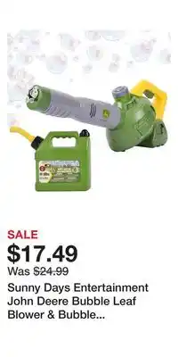 Kohl's Sunny Days Entertainment John Deere Bubble Leaf Blower & Bubble Refill Gas Can offer