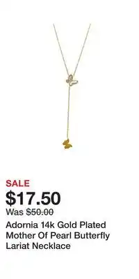 Kohl's Adornia 14k Gold Plated Mother Of Pearl Butterfly Lariat Necklace offer