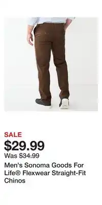 Kohl's Men's Sonoma Goods For Life Flexwear Straight-Fit Chinos offer