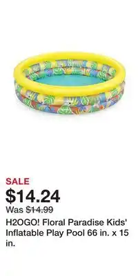 Kohl's H2OGO! Floral Paradise Kids' Inflatable Play Pool 66 in. x 15 in offer