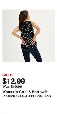 Kohl's Women's Croft & Barrow Pintuck Sleeveless Shell Top offer