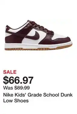 Dick's Sporting Goods Nike Kids' Grade School Dunk Low Shoes offer