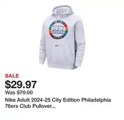 Dick's Sporting Goods Nike Adult 2024-25 City Edition Philadelphia 76ers Club Pullover Hoodie offer