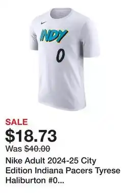 Dick's Sporting Goods Nike Adult 2024-25 City Edition Indiana Pacers Tyrese Haliburton #0 T-Shirt offer