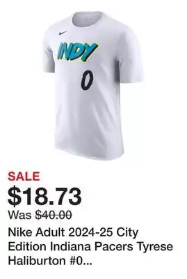 Dick's Sporting Goods Nike Adult 2024-25 City Edition Indiana Pacers Tyrese Haliburton #0 T-Shirt offer
