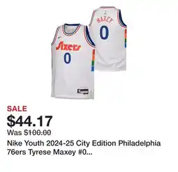 Dick's Sporting Goods Nike Youth 2024-25 City Edition Philadelphia 76ers Tyrese Maxey #0 Swingman Jersey offer