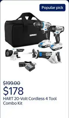 Walmart HART 20-Volt Cordless 4 Tool Combo Kit offer