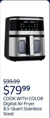 Walmart COOK WITH COLOR Digital Air Fryer 8.5-Quart Stainless Steel Air Fryer Kitchen Appliance, Black offer