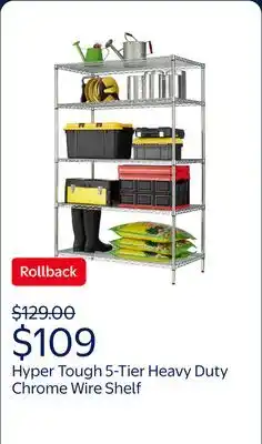 Walmart Hyper Tough Chrome Wire Shelf 5-Tier Heavy Duty 72H x 48W x 24D, 4000lb Total Capacity offer