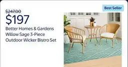 Walmart Better Homes & Gardens Willow Sage 3-Piece Outdoor Wicker Bistro Set, Beige offer