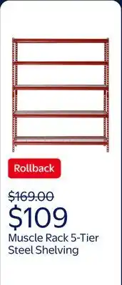 Walmart Muscle Rack 60W x 24D x 72H 5-Tier Steel Shelving 650 lb. Capacity per Shelf Red offer