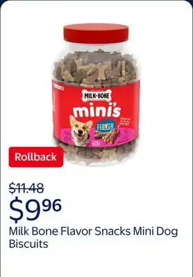 Walmart Milk Bone Flavor Snacks Mini Dog Biscuits, Flavored Crunchy Dog Treats offer