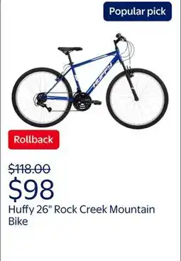 Walmart Huffy 26 Rock Creek Mountain Bike, Fits Riders 5'0+, Blue, Adult, Men's offer