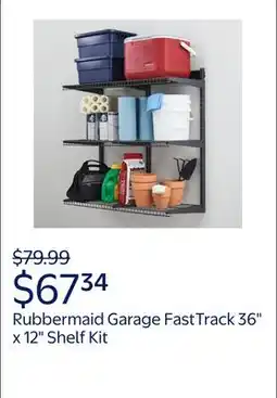 Walmart Rubbermaid Garage FastTrack 36 x 12 Shelf Kit offer