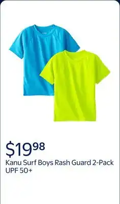 Walmart Kanu Surf Boys Rash Guard - 2 Pack UPF 50+ Quick Dry Long Sleeve or Short Sleeve Swim Shirt (3T-16) offer