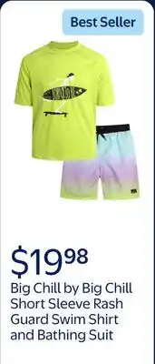 Walmart Big Chill by Big Chill Short Sleeve Rash Guard Swim Shirt and Bathing Suit offer