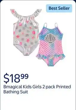 Walmart Bmagical Kids Girls 2 pack Bathing Suit, Childrens Printed Beach Swimwear, Shell,6 offer
