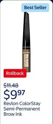 Walmart Revlon ColorStay Semi-Permanent Brow Ink Waterproof Eyebrow Enhancer Gel offer
