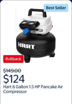 Walmart Hart 6 Gallon 1.5 HP Pancake Air Compressor offer